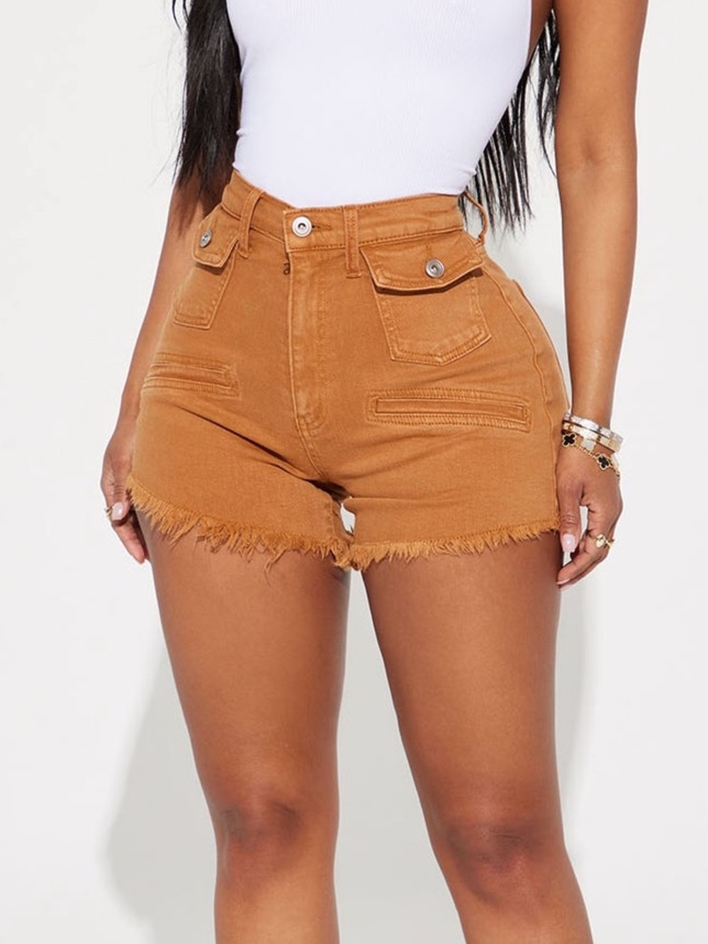 Women’s Fashion Nova One More Time Cut Off Denim Shorts Mocha Size XL 14/15 BNWT